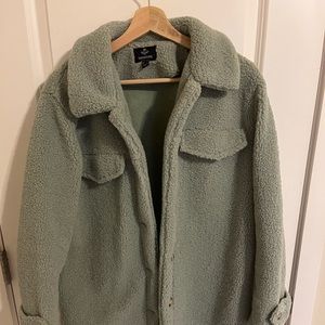 Sage Green Sherpa Shacket